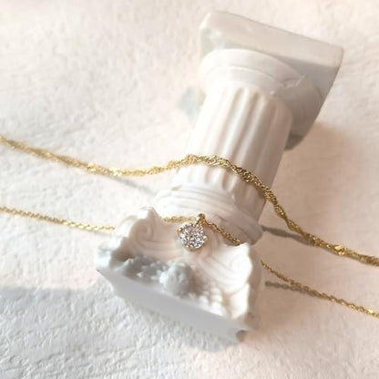 Zeffy Diamond Necklaces for Women, Dainty Gold Necklace 18k Gold Plated Layered Necklaces Simple Gold CZ Diamond Pendant Necklaces for Women Trendy Jewelry Gifts for Girls - color: Gold CZ Layered Necklace