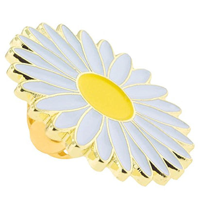 PinMart Flower Trendy Enamel Lapel Pin - color: White Daisy, size: 5 Pack