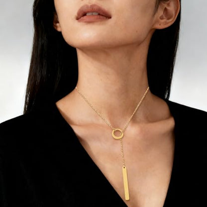 Mikovivi Long Gold Necklace for Women, Dainty Lariat Y-Shaped Pendant Necklace Adjustable Minimalist Jewelry for Women Birthday Holiday Accessories Gifts