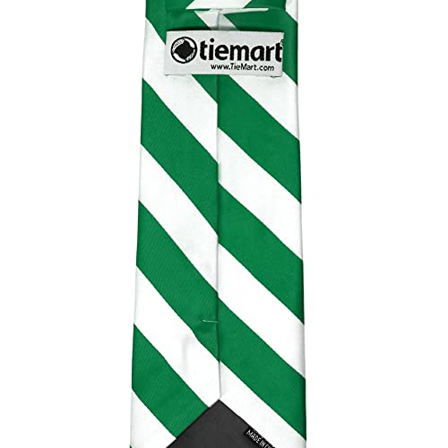 tiemart Men's Striped Tie Standard Length - color: Kelly Green and White