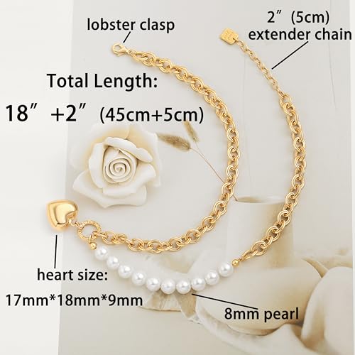 SOFYBJA Saint Benedict Necklace Drop 18K Gold Toggle Medallion Coin Cross Pendant Necklaces Religious Jewelry Catholic Gift for Women - color: heart pearl