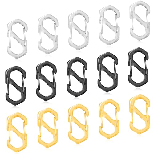15Pcs Double Opening Lobster Clasps Necklace Shortener Clasp Bracelet Clasps and Closures Stainless Steel Necklace Clasp S Lock Chain Shortener for Necklace Bracelet Connector Jewelry Making(3Color,L) - color: 15PCS-SIlver,Gold,Black, size: Large