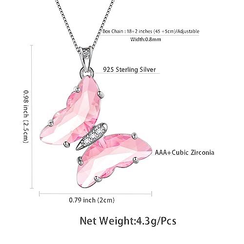 Aurora Tears Butterfly Necklace Earrings Ring Bracelet - Women 925 Sterling Silver Animal Butterflies Birthstone Pendant Crystal Wedding Birthday Jewelry - color: pendant-J.October