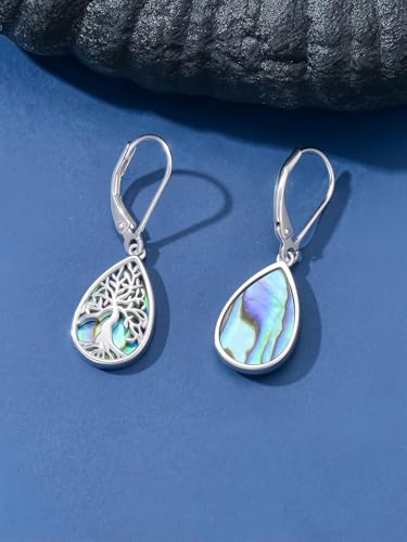 Dorunmo s925 Sterling Silver Western Dangle Drop Earrings Birthday Jewelry Gifts for Women - style: Abalone+Tree of life