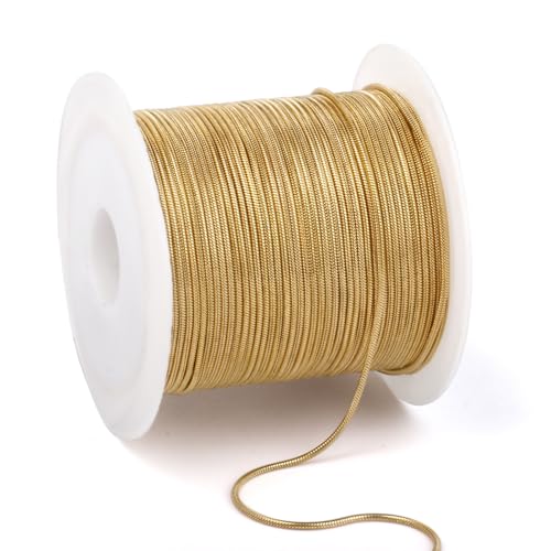 33FT 1mm Thin Stainless Steel Gold Snake Chains Bulk for Jewelry Making | 18K Gold PVD Plated 304 Stainless Steel Round Snake Chain Roll Spool for DIY Craft - color: 1mm Gold Round Snake Chains