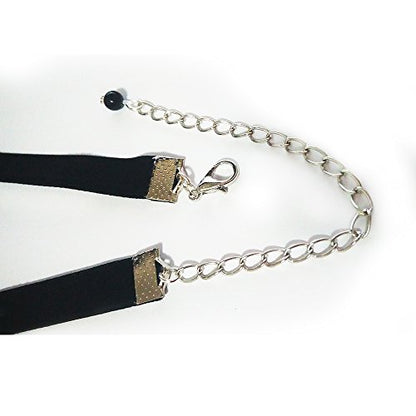 COS Gothic Lolita Bow Bells Velvet Ribbon Lace Necklace Choker