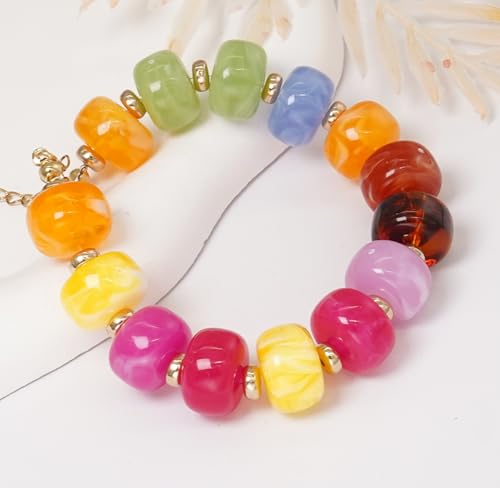 Beaded Bracelets Multicolor Acrylic Resin Beads Bracelet for Women - color: Colorful