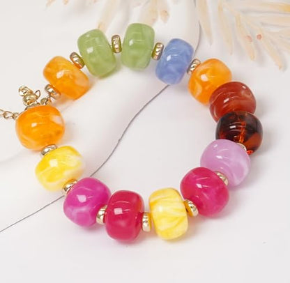 Beaded Bracelets Multicolor Acrylic Resin Beads Bracelet for Women - color: Colorful