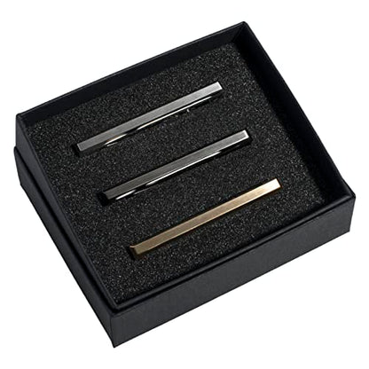 [TAVARAT] Tie Clip Tie Clips for Men Black Silver Light Gold Tie Bar Tie Pin Tps-163 - style: 3set
