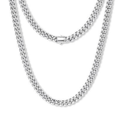 Gold Cuban Link Chain for Men Mens Stainless Steel Miami Curb Chains Necklace 5/8/10/12/14mm Thick Real Gold/Silver/Black Plated Diamond Cut Non-Tarnish Jewelry Trendy Gifts 16-30 Inch with Gift Box - color: 5mm Width - Stainless Steel, size: 26 in (66 cm