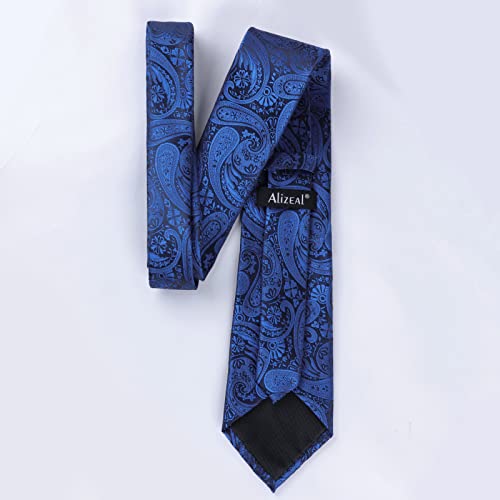 Alizeal Mens Gradient Paisley Necktie and Pocket Square Set | Elegant Design Perfect for Weddings Banquets Business Formal Events - color: 170-royal Blue