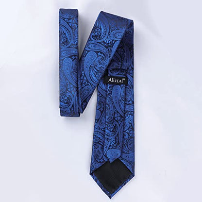 Alizeal Mens Gradient Paisley Necktie and Pocket Square Set | Elegant Design Perfect for Weddings Banquets Business Formal Events - color: 170-royal Blue