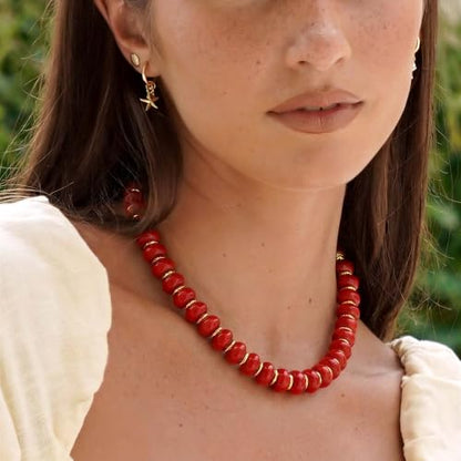 Chunky Beaded Necklace for Women, Colorful Trendy Statement Summer Jewelry Gift - color: necklace-40