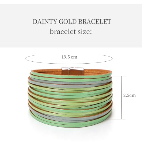 hotoo Leather Wrap Bracelet for Women - color: Blue-green