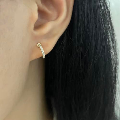 Clip On Hoop Earrings for Women Non Pierced Cubic Zirconia Huggie Hoops 14K Gold Plated CZ Clip On Earrings Adjustable No Piercing Fake Earrings - color: Gold, size: 10 MM
