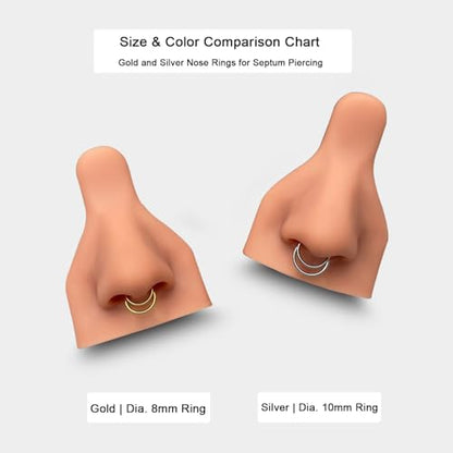 Titanium 16G Septum Ring Piercing Jewelry Nose Rings Hinged Clicker Hoop | G23 Titanium Silver Gold Hinged Segment Daith Piercing Jewelry Non-irritating , Clicker Septum Nose Piercing Jewelry Hoops - color: 08 Circle-Silver, size: 16G-10mm
