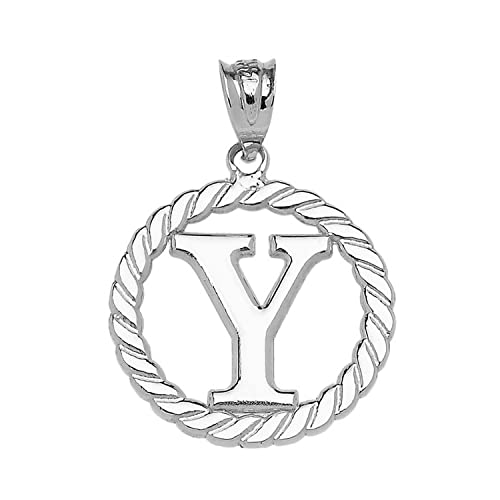 Claddagh Gold Fine 925 Sterling Silver Personalized Initial A-Z Roped Circle Charm Pendant - style: Y