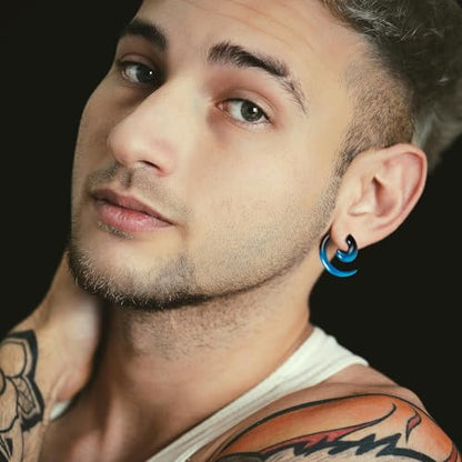 54/102Pcs Ear Stretching Kit 14G-00G Acrylic Ear Gauge Stretching Kit with Heart Plugs Gauge Tapers Ear Tunnels Horseshoes Taper Spiral Tapers Gauges Ear Expanders for Men Women - color: Black & Blue