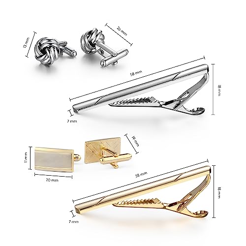 wynameleri Cufflink and Tie Clip Set for Men, 12 PCS Necktie Bars and Cuff Links Formal Business Dress Shirts Buttons Case Packed - color: B0408006