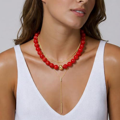 Chunky Beaded Necklace for Women, Colorful Trendy Statement Summer Jewelry Gift - color: necklace-6