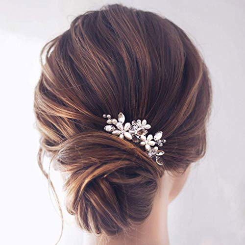 JAKAWIN Pearl Wedding Hair Accessories Bridal Clip Decorative Hair Pins | Bridesmaid Silver Rose Gold Piece Updo for Women - color: 1 Silver