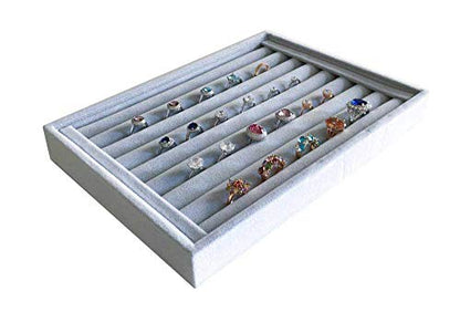 Grey Velvet Ring Organzer Holder Ring Display Tray Ideal for Small Space Drawer Closet Practical Stackable Premium Grade (Ring Tray) - size: Ring Tray