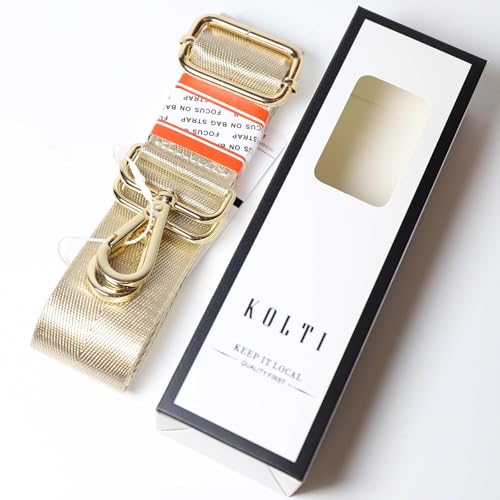 Kolti Purse Strap Replacement Crossbody Handbag Stripe Wide Adjustable - color: Gold Buckle-383