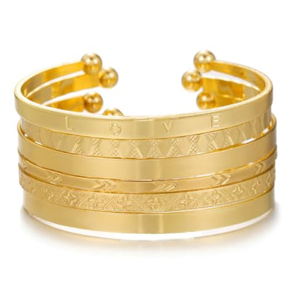 CHICUTIE Gold Bangles Bracelets For Women, 14k Gold Plated Stackable Open Cuff Bracelet Set Charms Trendy Lightweight Elegance Minimalist Textured Boho Jewelry Gift for Women - style: Gold 1