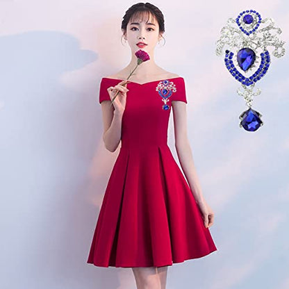 seven wolves Women Crystal Bouquet Brooch Pin All-Match Accessories Rhinestone Brooches and Pins - color: Sapphire B