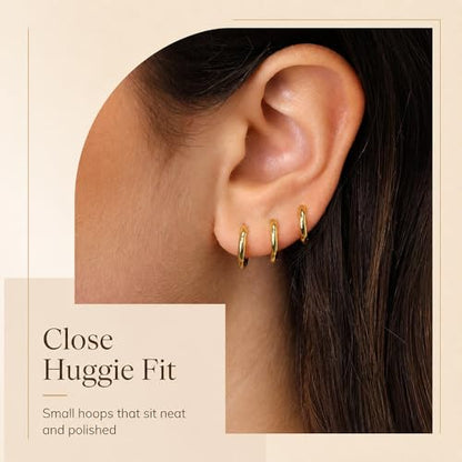 Small Gold Hoop Earrings Set for Women: Diamond-Shine Cubic Zirconia Stud Earrings - 14K Gold Plated Hypoallergenic Non-Tarnish, Stack Mini Cute Trendy Statement Earrings Gift (3 Pairs) - color: 5 Pairs/Gold/6/7/8/9/10MM