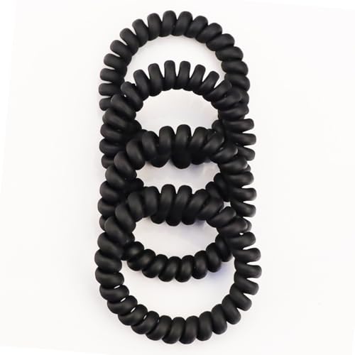 20 Pieces Traceless Spiral Hair Ties No Damage Elastics Coil Hair Ties No Crease Phone Plastic Hair Bands Spiral Bracelets Ponytail Holders for Women and Girls - Matte Black - color: Matte Black