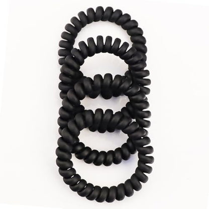 20 Pieces Traceless Spiral Hair Ties No Damage Elastics Coil Hair Ties No Crease Phone Plastic Hair Bands Spiral Bracelets Ponytail Holders for Women and Girls - Matte Black - color: Matte Black