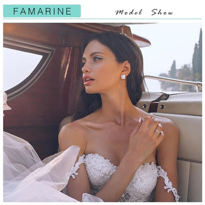 FAMARINE CZ Clip on Earrings for Women Clip Earring Non-pierced Earrings - style: Big Square Silver