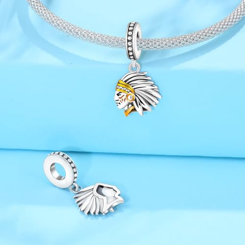 925 Sterling Silver Charms for Bracelets and Necklace Religious Cross Pendants Praying Hands, Bible, Virgin Mary, Jesus, Church Bead Jewelry - color: Native American Charms