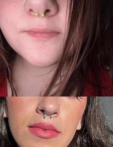 Cisyozi 20G 18G 16G 14G Septum Rings 316L Surgical Steel Septum Nose Lip Rings Horseshoes Cartilage Helix Tragus Rook Daith Earring Hoop Smiley Piercing Jewelry for Women Men 8mm 10mm 12mm 14mm 16mm - color: Mix Color-14G-Inner Dia:12mm-Balls:4mm