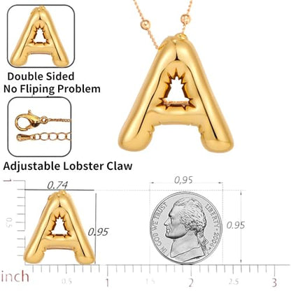 LUCA SMITH 2-Piece Initial Necklaces for Women, Dainty Balloon Bubble A-Z Letter Necklace Set, Name Letter Alphabet Pendant Layered Choker Necklaces Personalized Jewelry Gift - color: Gold bubble letter necklace, style: Initial Set-E