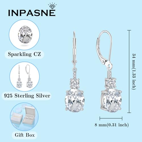 Cubic Zirconia Jewelry Set for Women 925 Sterling Silver Oval Cut Necklace Earrings Bracelet April Birthstone Jewelry for Her