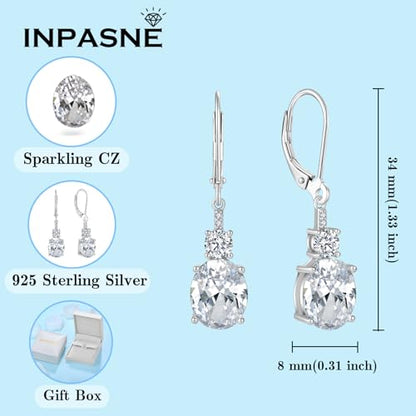 Cubic Zirconia Jewelry Set for Women 925 Sterling Silver Oval Cut Necklace Earrings Bracelet April Birthstone Jewelry for Her