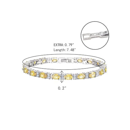 Crysdue Wedding Bridal Bracelets for Brides, Cubic Zirconia Tennis Birthstone Jewelry Gift for Women Prom - style: C_Yellow 8“