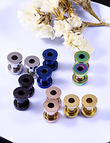 Vsnnsns 14G 12G 8G 6G 4G 2G 0G 00G Stainless Steel Ear Tunnels Screw Fit Ear Plugs Tunnels Gauges Set 1.6MM 2MM 3MM 4MM 5MM 6MM 8MM 10MM - color: 4G-5.0mm