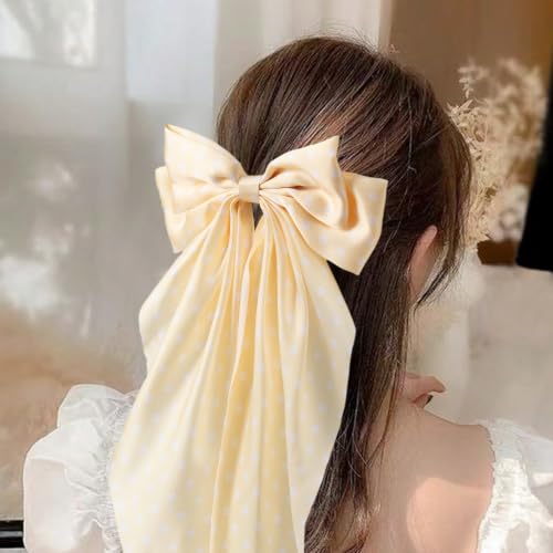 Unbednigt 6 PCS Polka Dot Hair Bows for Women Girls Big Red Bow Clips - color: Polka Dot