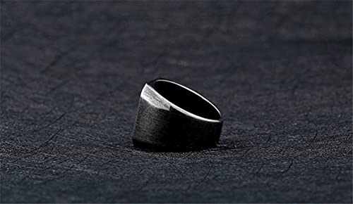 HIJONES Mens Stainless Steel Signet Ring Matte Brushed Square | Simple Statement ,Wedding Band,Polished Round - color: Square-Ancient Silver