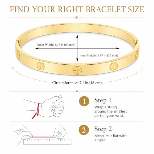 Friendship Love Bracelet for Women, 18K Gold Plated Titanium Steel Cuff - color: Gold, size: Cross 6.5''