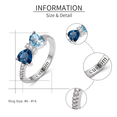 Birthstone Rings Heart Cubic Zirconia Gemstone Personalized Jewelry Dainty Birthday Gifts for Women