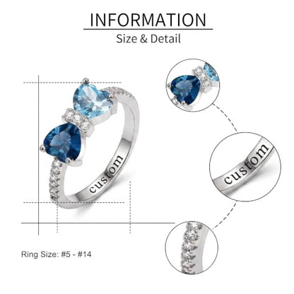 Birthstone Rings Heart Cubic Zirconia Gemstone Personalized Jewelry Dainty Birthday Gifts for Women