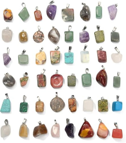 DanLingJewelry 50pcs Natural Random Reiki Nugget Gemstone Charms Irregular Healing Crystal Chakra Stone Pendants for Jewelry Making - color: Mini Stones-50pcs-Random Stones&Colors