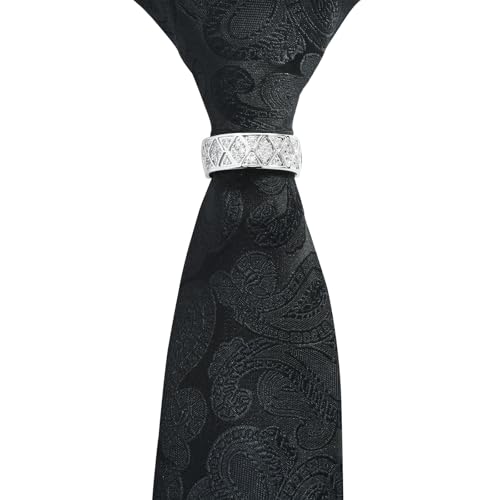Sparkling Crystal Men's Neck Tie Ring Tie Clasp Necktie Clips Holder Tie Accessories with Box for Wedding Jewelry Gift - style: Silver Clips with Rhombus Pattern