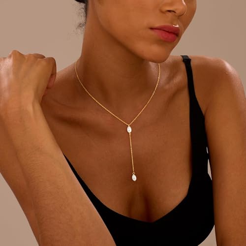 Pearl Necklaces for Women - 14K Gold Plated Y-Shaped Choker Necklace for Women, Gold Jewelry Beaded Necklace Gifts for Teens - color: Y-Pearl-6