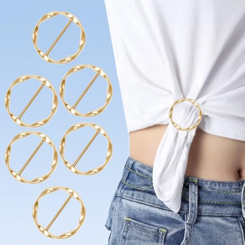 18Pcs Shirt Ties Clips for Women Silk Scarf Ring Clip T-Shirt Buckle Ring Clip Metal Round Circle Clip Clothes Clip - color: Gold