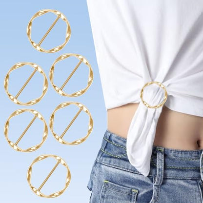 18Pcs Shirt Ties Clips for Women Silk Scarf Ring Clip T-Shirt Buckle Ring Clip Metal Round Circle Clip Clothes Clip - color: Gold